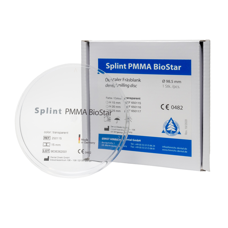 Splint PMMA BioStar, transparent, H 20 mm